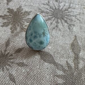 Larimar and Silver Teardrop Ring